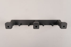 Vertical ski hanger triple wall with four gear storage hooks