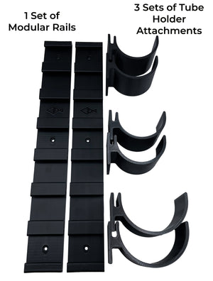 Included in the rod tube holder package is one set of modular rails and three sets of rod tube holder attachments.