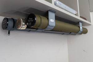 The Fly Rod Tube Holder Triple Shelf by Pesca Innovations is easy to install with the provided hardware.