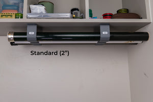 The Fly Rod Tube Holder Triple Shelf by Pesca Innovations comes in a two inch fishing rod tube diameter option.