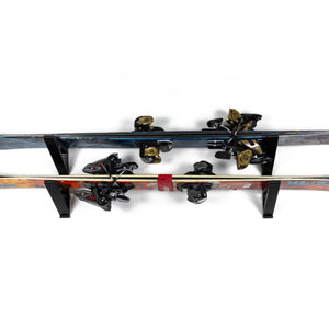 Front view of the Ski Holder Package by Pesca Innovations. It allows you to store two sets of skis easily.