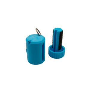 Waste line holder by Pesca Innovations showing both parts in light blue with a white background.