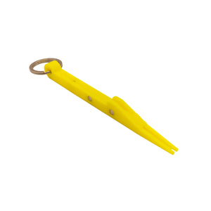 Nail knot tool by Pesca Innovations in yellow on a white background