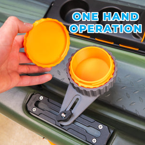 One hand operation for kayak bait container