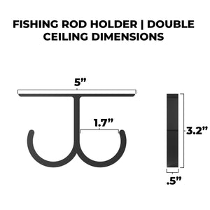 Diagram of a fishing rod holder double ceiling with dimensions labeled