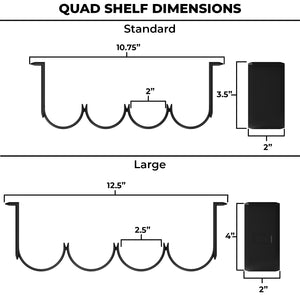 Fly rod tube holder quad shelf standard and large dimensions