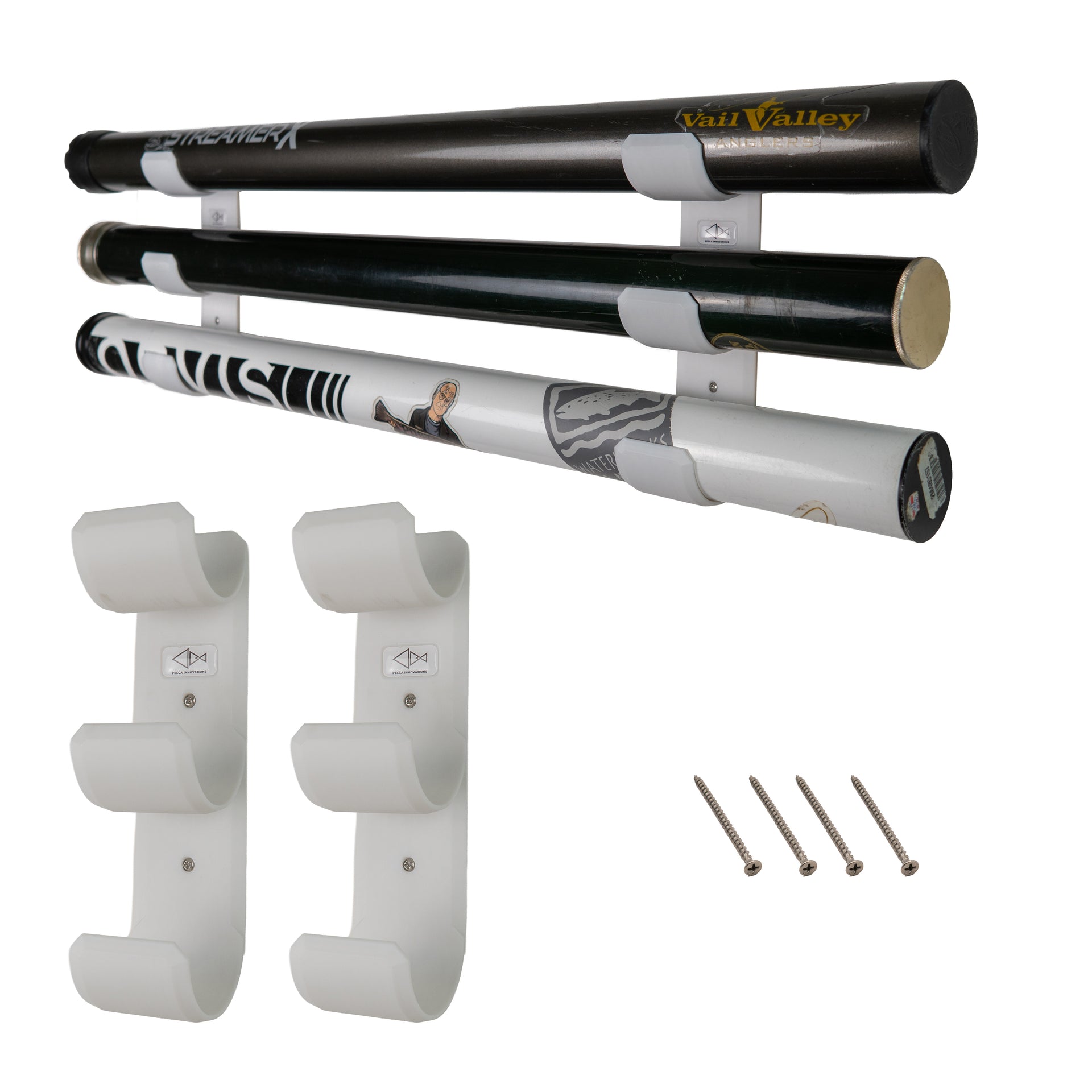 acrylic tube for fishing pole wall display Fly Rod Holder Mount | Triple Number:30pcs Daiwa Fishing Reels Daiwa Top Water Lures Fishing Lures The front and back
