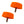 Two orange plastic knobs with metal screws on a white background