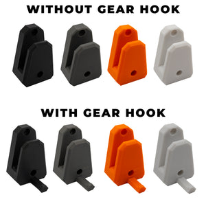 Pesca Innovations Low Profile Ski Holder with and without gear hook options.