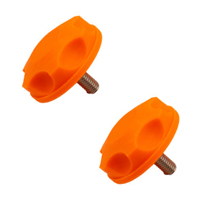 Two orange knobs on white background