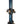 Gray vertical ski hanger by Pesca Innovations with gold and blue ski hanging by binding on a white background.