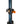Orange vertical ski hanger by Pesca Innovations with gold and blue ski hanging by binding on a white background.
