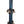 White vertical ski hanger by Pesca Innovations with gold and blue ski hanging by binding on a white background.