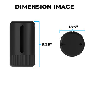 Waste fishing line holder by Pesca Innovations; image showing dimensions with a label at the top saying "Dimension Image". The product is 3.25" tall and 1.75" in diameter.