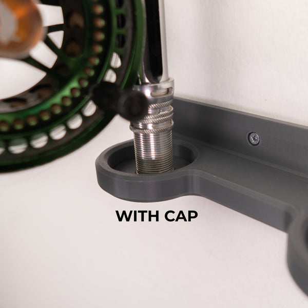 The Multi Mount Fishing Rod Holder by Pesca Innovations includes a cap for each fishing rod hole if you want to rest the butt of the fishing rod on the holder instead of the reel.