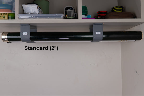 The Fly Rod Tube Holder Double Shelf by Pesca Innovations is available for two inch diameter fishing rod tubes. 