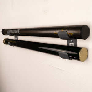 The Fly Rod Tube Holder Double Wall by Pesca Innovations allows you to store any two fly rod tubes on a wall.