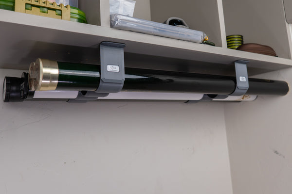 The Fly Rod Tube Holder Quad Shelf by Pesca Innovations can hold four two inch diameter fishing rod tubes. 