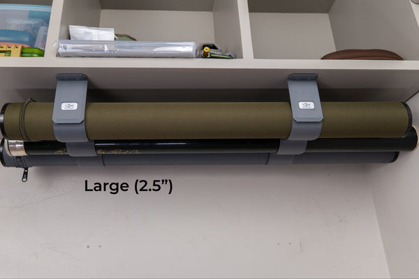 The Fly Rod Tube Holder Triple Shelf by Pesca Innovations comes in a two and a half inch fishing rod tube diameter option. 