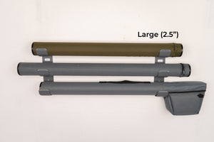 The Pesca Innovations Fly Rod Tube Holder Triple Wall comes in a two and a half inch diameter size. 