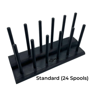 The Fly Tying Thread Holder for your Desk by Pesca Innovations is available in a standard size which can hold twenty four thread spools. 