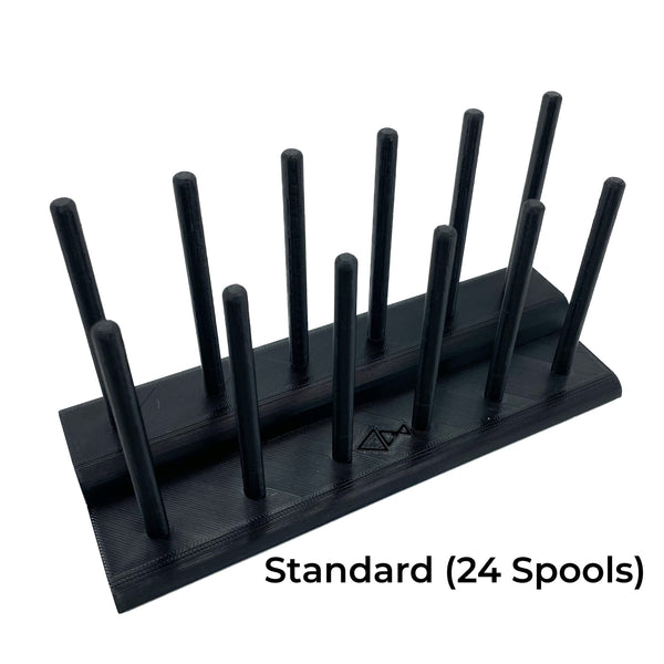 The Fly Tying Thread Holder for your Desk by Pesca Innovations is available in a standard size which can hold twenty four thread spools. 