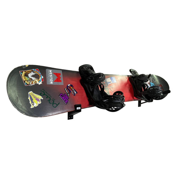 The Snowboard Holder Wall Mount by Pesca Innovations stores and displays snowboards of any size. 